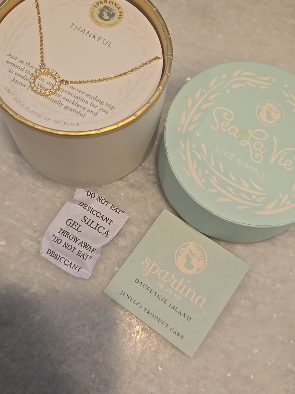 Spartina 449 18kt Gold Plated 18" Necklace Thankful New - Picture 3 of 9